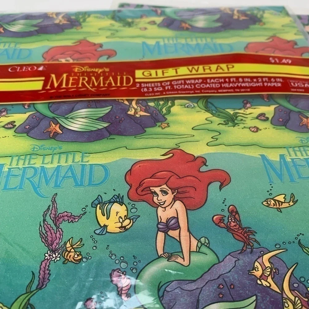 Vintage Gift Wrap Wrapping Paper Cleo Disney Floral set of 2 NIP